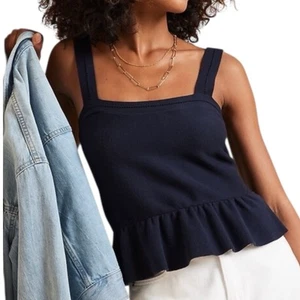 Banana Republic Peplum Sweater Tank Top Navy XXL NWT Preppy Knit Sleeveles - Picture 1 of 9