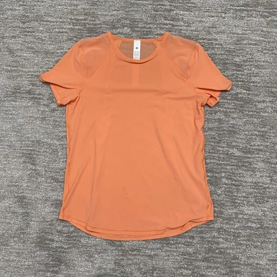 Camisa Lululemon Mujer 4 Naranja Malla Espalda Plisada Correr Atlético Gimnasio LWH9FS Foto 1 de 4