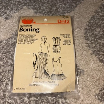 New Sealed Vintage Dritz Featherlite Boning 2 Yards - Image 1 of 2