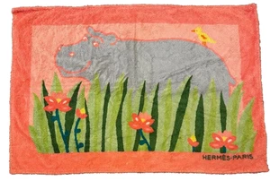 HERMES Paris Baumwolle Strandtuch Badematte Handtuch Nilpferd orange 64×90cm - Bild 1 von 4