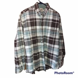 Cinch Button Down Shirt Mens Size L Long Sleeve Plaid White Blue Black B1 - Picture 1 of 4