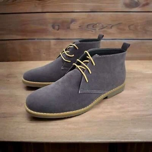 Herren grau B-1306 groß mittel Chukka lässig runde Zehenpartie Schnürung Wüste Kleid Stiefel - Bild 1 von 6