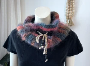 Handmade Hand Crocheted Mohair Wool Neck Cowl Warmer Scarf Wrap Super Warm - Picture 1 of 7