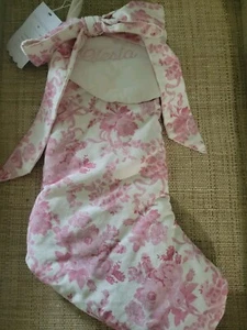 Pottery Barn LoveShackFancy Pink Damask Stocking Velvet, Monogram “Alesia” - Picture 1 of 3