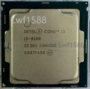 Intel Core i3-8100 3.60GHz quad-core 6MB LGA 1151/ slot H4 SR3N5 CPU processor - Picture 1 of 1