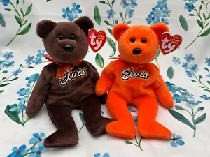 Ty Beanie Baby “Coco Presley” Brown and Orange Bear Elvis Reese’s Bear Set of 2 - Picture 1 of 5