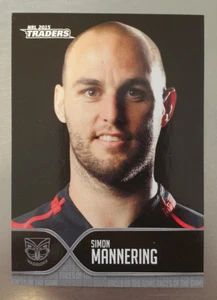 2015 NRL Traders Faces of the Game Simon Mannering Card FOTG44/48 Warriors - Foto 1 di 2