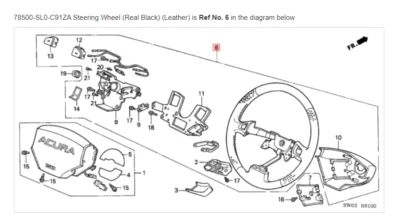 HONDA ACURA GENUINE OEM NSX Steering Wheel (Real Black) (Leather) 78500-SL0-C91Z - Image 1 of 2