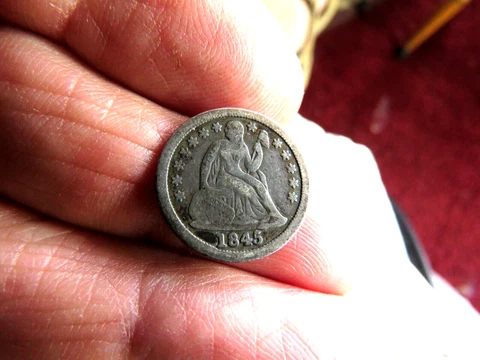 Higher Grade Better Date 1845 Seated Liberty Dime 10c 90% Silver US Coin D1 Cover