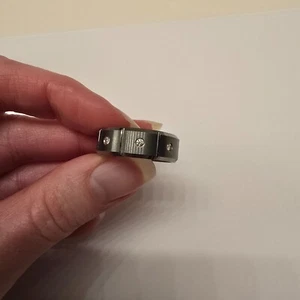 Mens size 10 Tungsten wedding band with 3 diamonds gray slightly used - Picture 1 of 3