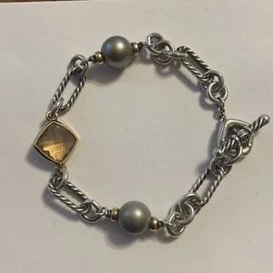 Sterling Silver 18k David Yurman Citrine Tahitian Pearl Bracelet - Picture 1 of 7