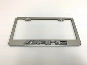 1pc 3D AMGemblem - STAINLESS STEEL Chrome Metal License Plate Frame (New Style) - Picture 1 of 4