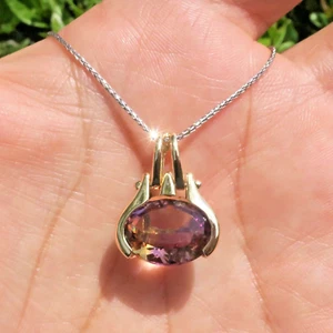 Fabulous 14k Solid Yellow Gold 7ct Natural Ametrine Pendant w/ Hinge Bail - Picture 1 of 6