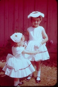 1950-1960 Little Girls Dressed Up Ektachrome Color Transparency Slide - Picture 1 of 1
