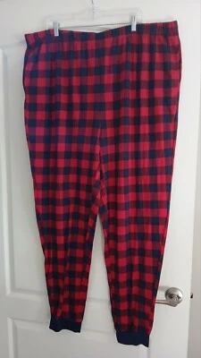 DEARFOAMS 3X Red Navy Plaid Pajama Pants Cuff Legs Side Pockets NEW - Image 1 of 4