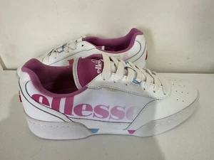 ELLESSE | Women's Pink/White Piacentio Leather Trainers Sneakers- Sz 40.5 US9 - Picture 1 of 11