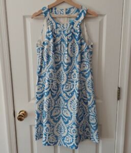J. McLaughlin Womens Blue Damask Sleeveless Edie Linen Halter Dress Size 10