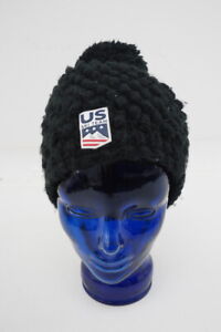 Spyder US Ski Team Knit Fleece Pom Winter Beanie Black