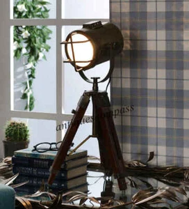 Antique Searchlight Vintage Spot Light Tripod Mini Small Desk Table Lamp gift - Picture 1 of 5