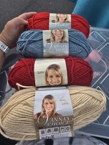 Lion Brand Vanna's Choice Yarn Lot Scarlet Dusty Blue Cranberry Beige - Picture 1 of 2