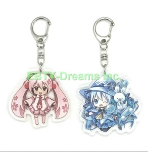 Set of 2 Hatsune Miku Vocaloid Anime Girl Acrylic Keychain v2 - Picture 1 of 2
