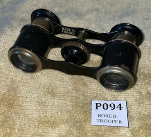 VINTAGE BLACK METAL OPERA GLASSES - MARKED MADE IN FRANCE 9x5x2.5cm STEAMPUNK - Picture 1 of 7