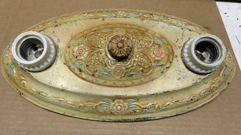 Vintage flush mount ornate metal ceiling light fixture (LS) Cover