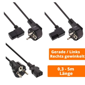 Schutzkontakt CEE7/7 Stecker auf Kaltgeräte C13 gerade gewinkelt 0,3m - 5,0m - Bild 1 von 4