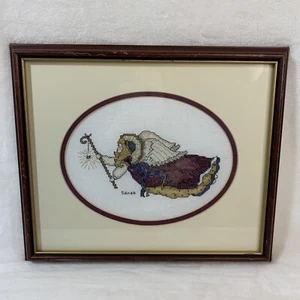 Completed Finished Counted Cross Stitch CHRISTMAS ANGEL NEEDLEPOINT Framed - Picture 1 of 17
