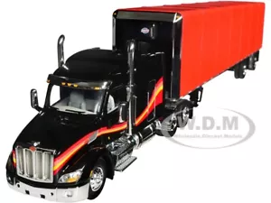 PETERBILT 579 SLEEPER W/ROLLTARP TRAILER BLACK & RED 1/64 DCP/FIRST GEAR 60-1610 - Picture 1 of 6