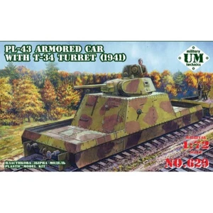 UMT 629 kit modellino in plastica scala 1:72 PL-43 auto blindata con torretta T-34, 1941 - Foto 1 di 4