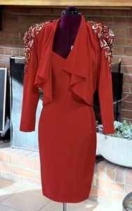 D'ore By Della Roufogali Womens Beaded Sequin Red Cardigan & Night Dress Sz 4 - Picture 1 of 13