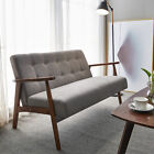 Modern 2 Seater Linen Sofa Couch Love Seat Settee Button Tufted Wooden Framed Uk