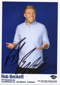 COMEDIA - ROB BECKETT - Tarjeta promocional firmada - 6" x 4" - en muy buena condición - Imagen 1 de 1