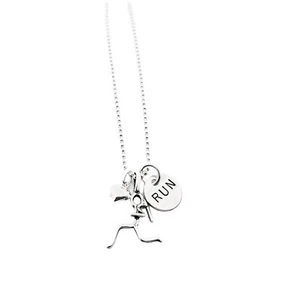 GIRLS LOVE TO RUN Sterling Silver Running Necklace~18 inch Sterling Ball Chain - Picture 1 of 8
