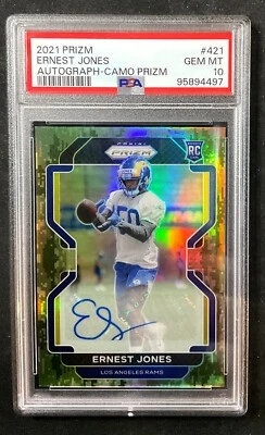 ERNEST JONES 2021 PANINI PRIZM CAMO PRIZM /25  ROOKIE AUTO RC #421 PSA 10 POP 1! - Image 1 of 2