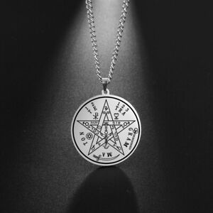 Vintage Talisman Tetragrammaton Pentagram of Solomon Pendant Wicca Necklace Gift