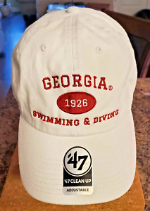 '47 Brand UGA Georgia Bulldogs Swimming & Diving Adjustable Cap CLEAN UP White