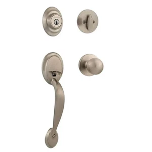 Kwikset Dakota Satin Nickel Single Cylinder Door Handleset with Polo Door Knob - Picture 1 of 1