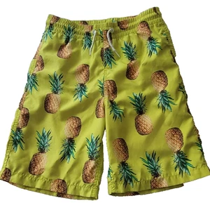 Old Navy Board Shorts Boys XL 14-16 Yellow Swim Trunks Pineapple Tropical - Picture 1 of 5