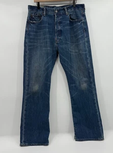 Jeans Abercrombie Fitch uomo 34x32 blu denim gamba dritta vintage bottoni mosca - Foto 1 di 16