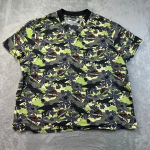 Jurassic World Scrub Top Men's 5XL Green Short Sleeve Camouflage Dinosaur Cotton - Picture 1 of 9
