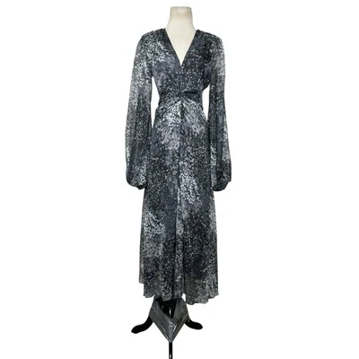 Rotate Gray printed long sleeves midi dress size 6 - Image 1 of 4