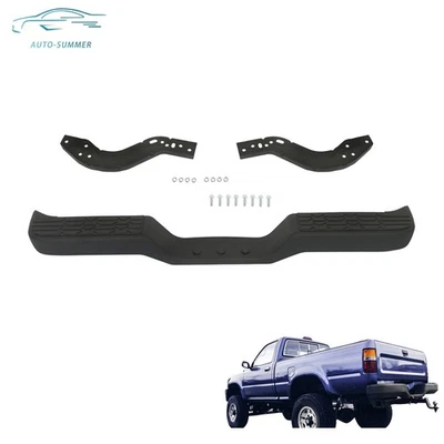 For Toyota Pickup DLX 1989-1995 Rear Step Bumper Assembly Black Steel W/ Bracket Foto 1 de 4