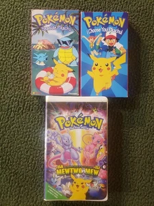 (3) Lot Pokémon VHS - Mew Two vs Mew Movie Seaside Pikachu I Choose You Pikachu - Foto 1 di 5