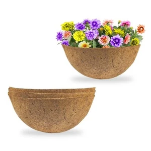 12 In. Dia Brown Coir Plant Fiber Hanging Basket Coco Liner (4-Pack) - Picture 1 of 12