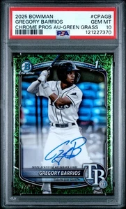 2025 Bowman Chrome Prospect Autographs Gregory Barrios Green Grass PSA 10 /99 - Picture 1 of 2