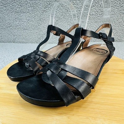 Sandalias cómodas ortopédicas Abeo Biosystem para mujer de cuero negro con tiras talla 7 Foto 1 de 4