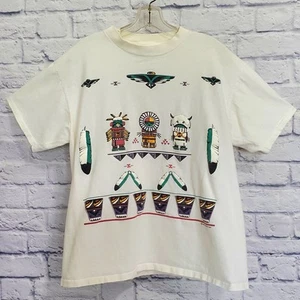 Vintage Native American Puff Print T Shirt Size L Single Stitch 90s - Picture 1 of 9