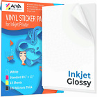 Printable Vinyl Sticker Paper for Inkjet Printer Glossy White 15 pcs Letter Size